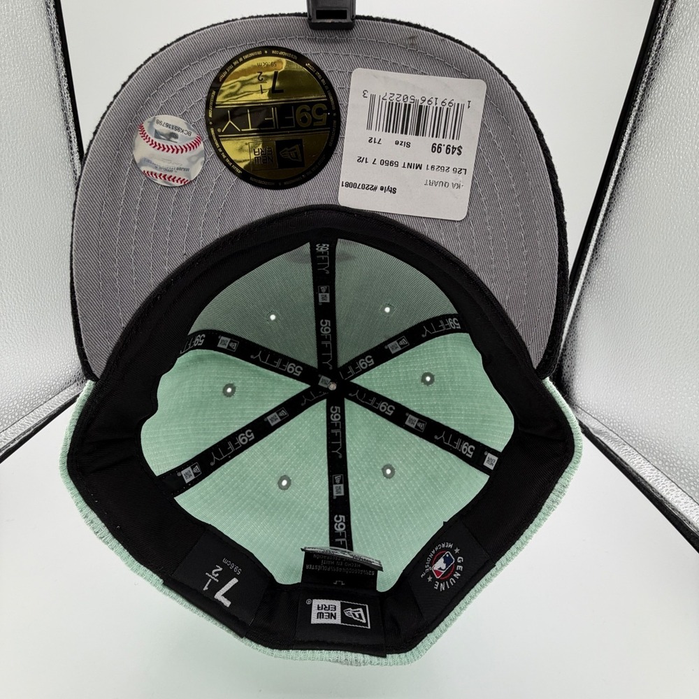 Chicago Cubs Thermal Knit Hat New Era 59Fifty Mint Green Black Fitted 7 1/2 NEW - Picture 8 of 12